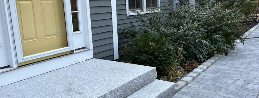 Front walkway with granite stone steps