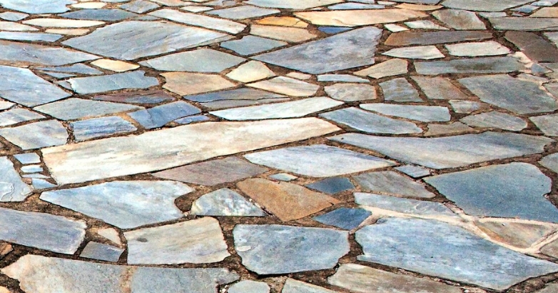 Close-up of square of flagstone
