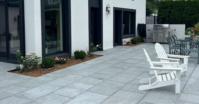 What’s the Cost of a Stone Patio in Connecticut Bluestone patio with modern outdoor living space in Connecticut